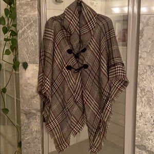 Checkered Poncho with criss cross back -one size